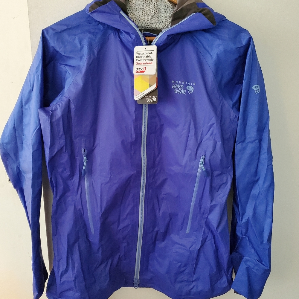 NWT Mountain Hardwear Hyaction Rain Jacket Women’s Medium, Blue, New With Tags